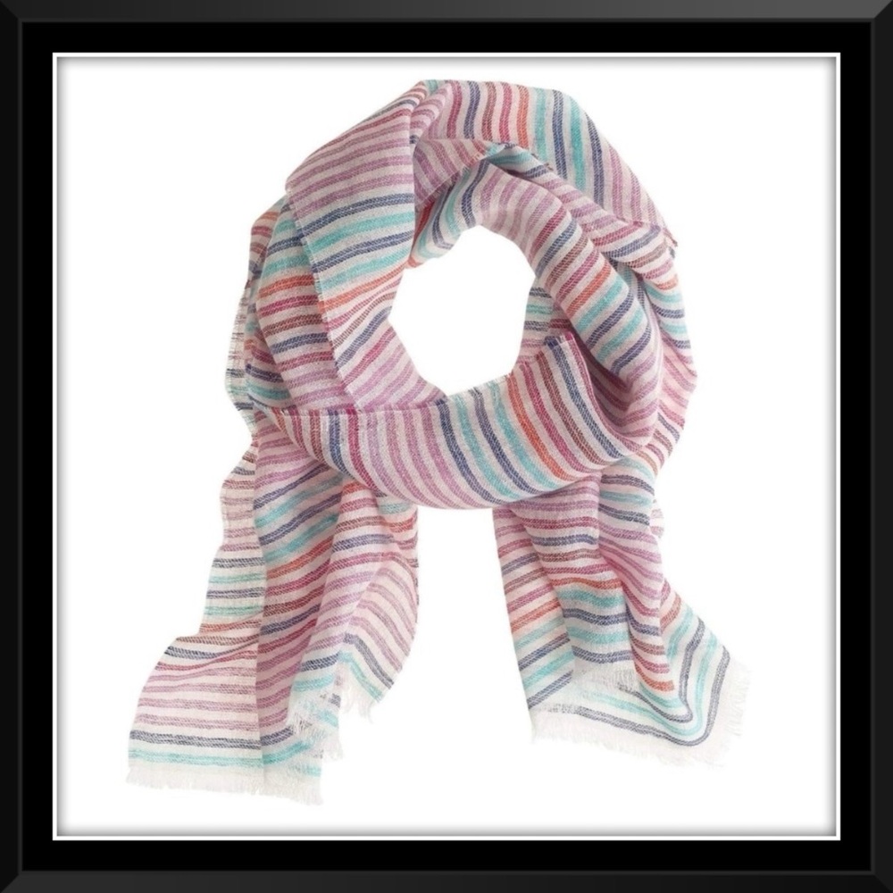 J. Crew Striped Multicolor Lightweight Scarf